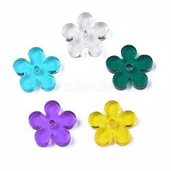 Transparent Acrylic Beads, Flower, Mixed Color, 14x14x2.5~3mm, Hole: 2mm(X-BACR-N001-002)