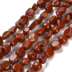 Natural Red Jasper Beads Strands, Nuggets, Tumbled Stone, 7~13x4.5~10x4.5~10mm, Hole: 1.2mm, about 44~46pcs/strand, 15.08~16.14 inch(38.3~41cm)(G-P497-01E-16)