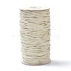 (Defective Closeout Sale: Spool Go Mouldy), Round Elastic Cord, with Fibre Outside and Rubber Inside, Antique White, 2mm, about 76.55 Yards(70m)/Roll(EC-XCP0001-19)
