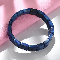 Sqaure Natural Lapis Lazuli Beads Stretch Bracelets for Women Men, Inner Diameter: 2-1/4~2-3/8 inch(5.55~5.95cm) (BJEW-C097-06M)