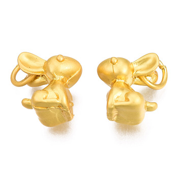 Alloy Charms, with Jump Rings, Matte Style, Cadmium Free & Lead Free, Rabbit, Matte Gold Color, 12x8x11mm, Jump Ring: 6x1mm, 4mm inner diameter