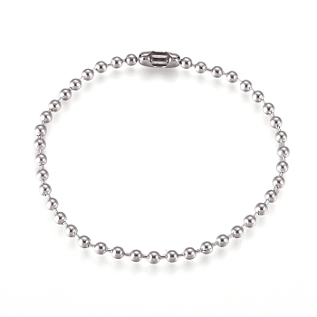 304 Stainless Steel Ball Chain Bracelets, Tag Chain, Stainless Steel Color, 7-3/8 inch(18.7cm)