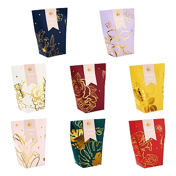 Spritewelry 40Sets 8 Colors Rectangle Paper Flip Gift Bags, with Alloy Clasps, Shopping Bags, Flower Pattern, Mixed Color, 10.2x5.05x12cm, 5sets/color