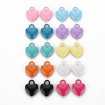 Spray Painted Alloy Charms, Cadmium Free & Lead Free, Heart, Mixed Color, 14.5x11x4mm, Hole: 3mm