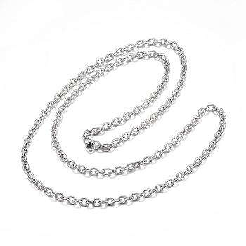304 Stainless Steel Cable Chains Necklaces, with Lobster Clasp, Stainless Steel Color, 29.5 inch(75cm), 4mm