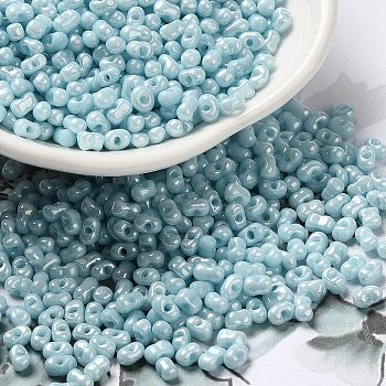 Glass Seed Beads, Peanut, Light Blue, 3.5~4x2~2.5x2~2.3mm, Hole: 0.8mm