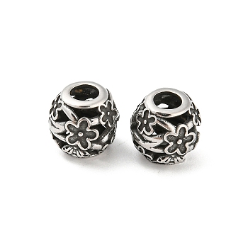 316 Surgical Stainless Steel  Beads, Flower, Antique Silver, 10.5x10mm, Hole: 4mm