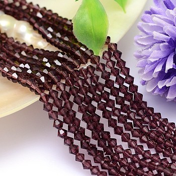Faceted Imitation Austrian Crystal Bead Strands, Grade AAA, Bicone, Coconut Brown, 6x6mm, Hole: 0.7~0.9mm, about 68pcs/strand, 15.7 inch