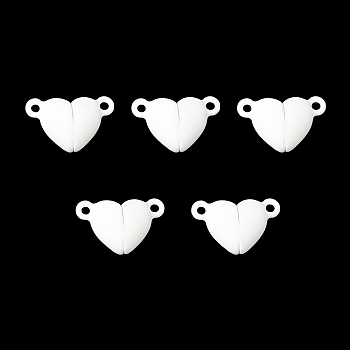 Spray Painted Alloy Magnetic Clasps, Cadmium Free & Nickel Free & Lead Free, Heart, White, 10.5x16x7mm, Hole: 1.2mm