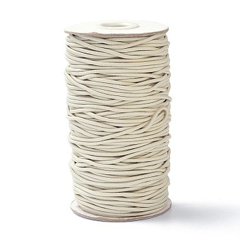 (Defective Closeout Sale: Spool Go Mouldy), Round Elastic Cord, with Fibre Outside and Rubber Inside, Antique White, 2mm, about 76.55 Yards(70m)/Roll