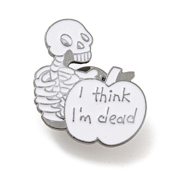 Halloween Enamel Pins, Gunmetal Alloy Badge for Women, Skull, 29.5x27x2mm