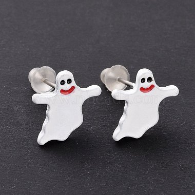 Alloy Ghost Stud Earrings with Steel Pin(EJEW-E143-10)-2