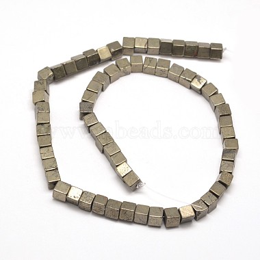 Cube Natural Pyrite Beads Strands(G-I126-17-8x8mm)-2