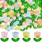 Transparent Glass Beads, Tulip/Leaf, Mixed Color, 6.5x14x4.5mm, Hole: 1mm(GLAA-SP0001-52)