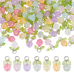 96Pcs 8 Colors Transparent Acrylic Pendants, Flower, with Iron Findings, Mixed Color, 23mm, 12pcs/color(PALLOY-NB00016)