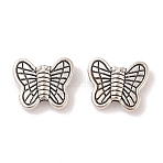 Tibetan Style Alloy Beads, Cadmium Free & Lead Free, Butterfly, Antique Silver, 8x10x3mm, Hole: 1mm(PALLOY-B0041-AS-FF)