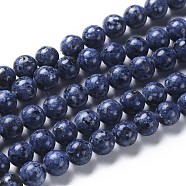 Natural Larvikite Beads Strands, Dyed & Heated, Round, Blue, 8mm, Hole: 1mm, about 44pcs/strand, 15.3 inch(39cm)(G-E383-8mm-05)