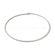 Rack Plating Brass Cubic Zirconia Elasticity Necklaces, Cadmium Free & Lead Free, Long-Lasting Plated, Pink, 14.96 inch(380mm)(NJEW-S425-02P)