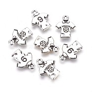 Alloy T-Shirt Pendants, Sports Charms, Football Jersey Charms,Lead Free & Cadmium free & Nickel Free, DIY Jewelry for, Antique Silver, 18.5x15x2mm, hole: 2mm(LF9702Y-NF)