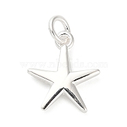 925 Sterling Silver Charms, Silver Color Pated, with 925 Jump Rings and 925 Stamp, Star, 13x9.5x1.5mm, Hole: 2mm(FIND-Z069-04S-A)