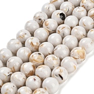 Assembled Synthetic Stone and Trochus Shell Beads Strands, Dyed, Round, Beige, 10~10.5mm, Hole: 1mm, about 39~40pcs/strand, 15.43~15.91''(39.2~40.4cm)(G-B128-08D-01)