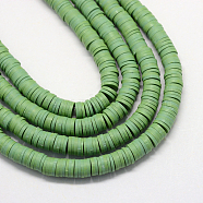 Handmade Polymer Clay Beads, Disc/Flat Round, Heishi Beads, Dark Sea Green, 6x1mm, Hole: 2mm, about 380~400pcs/strand, 17.7 inch(X-CLAY-R067-6.0mm-46)