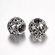 Alloy European Beads, Rondelle, Large Hole Beads, Antique Silver, 12x9mm, Hole: 5mm(PALLOY-G152-12AS)