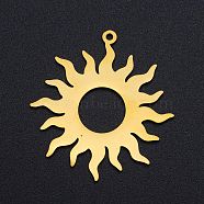201 Stainless Steel Solar Eclipse Pendants, Laser Cut, Sun, Golden, 32.5x30x1mm, Hole: 1.4mm(STAS-S105-LA262)
