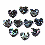 Natural Abalone Shell/Paua Shell Beads, Heart, Colorful, 10x10.5x3.5mm, Hole: 1mm(SSHEL-T014-16A)