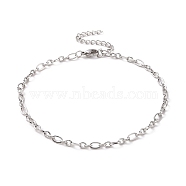 304 Stainless Steel Figaro Chain Bracelet for Men Women, Stainless Steel Color, 9-3/8 inch(23.9cm)(BJEW-E031-14P-01)