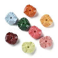 Baking Paint Acrylic Beads, Flower, Mixed Color, 15x6mm, Hole: 2.2mm(MACR-M032-07)