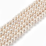 Natural Cultured Freshwater Pearl Beads Strands, Round, Bisque, 6~7x6.5~8mm, Hole: 0.6mm, about 54pcs/strand, 13.98 inch(35.5cm)(PEAR-L033-15-01)