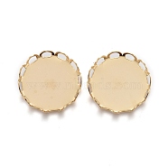 304 Stainless Steel Cabochon Settings, Lace Edge Bezel Cups, Flat Round, Golden, Tray: 15mm, 16x3mm(STAS-P249-16F-G)