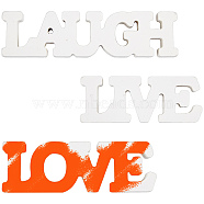 CREATCABIN MDF Board Letters for Wall Home Party Decorations, Word Laugh & Live & Love, White, 3pcs/set(DJEW-CN0001-05)