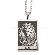 Non-Tarnish 304 Stainless Steel Tarot Pendant Necklaces, Cable Chain Necklaces, Leo, 23.23~24.21 inch(59~61.5cm)(NJEW-A026-01P-05)