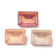 Electroplate Glass Rhinestone Cabochons, Point Back & Back Plated, Faceted, Rectangle, Mixed Color, 14x10x5mm(RGLA-M016-G01-AM)