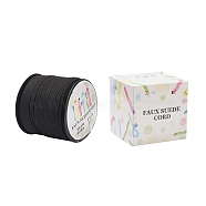 Faux Suede Cord, Faux Suede Lace, Paper Box Packing, Black, 3.0x1.4mm, about 98.43yards/roll(90m/roll)(LW-JP0001-3.0mm-1090)
