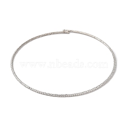 Rack Plating Brass Cubic Zirconia Elasticity Necklaces, Cadmium Free & Lead Free, Long-Lasting Plated, Pink, 14.96 inch(380mm)(NJEW-S425-02P)