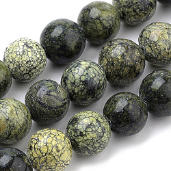 Natural Serpentine/Green Lace Stone Beads Strands, Round, 6mm, Hole: 1mm, about 60~62pcs/strand, 15.35 inch(X-G-S259-15-6mm)