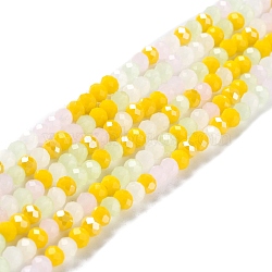 Glass Beads Strands, Faceted, Rondelle, Green Yellow, 4x3mm, Hole: 0.4mm, about 123~127pcs/strand, 15.75~16.5 inch(40~42cm)(EGLA-A034-M4mm-28)