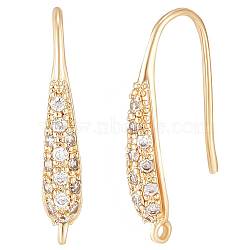 10Pcs Brass Micro Pave Cubic Zirconia Earring Hooks, with Horizontal Loops, Real 18K Gold Plated, 19.5x3x9mm, Hole: 1mm, 18 Gauge, Pin: 1mm(KK-BBC0004-92)