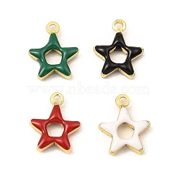 Brass Enamel Charms, Real 18K Gold Plated, Long-Lasting Plated, Lead Free & Cadmium Free, Star Charm, Mixed Color, 10x8x2mm, Hole: 1mm(KK-K337-11G)