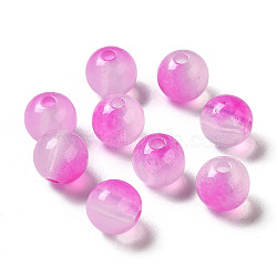 Transparent Acrylic Beads, Two-Tone, Round, Fuchsia, 7.5x7mm, Hole: 1.8mm, about: 1900~2000pcs/500g(OACR-Z006-03C)