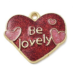 Alloy Pendants, with Enamel, Valentine's Day, Heart, 20x23x2mm, Hole: 1.8mm(ENAM-D285-04G-12)