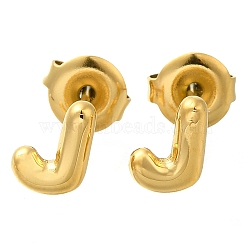 304 Stainless Steel Stud Earrings, Real 14K Gold Plated, Letter J, 7.5x5.5mm(EJEW-I316-01G-J)