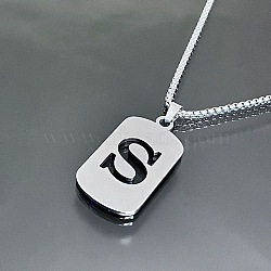 Titanium Steel Box Chain Necklaces, Rectangle with Letter Pendant Necklaces (YT2090-19)