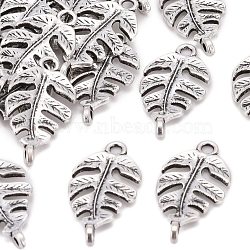 Tibetan Style Alloy Links connectors, Lead Free & Nickel Free, Leaf, Antique Silver, 27x14x4mm, Hole: 2.5mm(X-TIBEP-A18398-AS-FF)