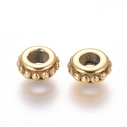 304 Stainless Steel Spacer Beads, Ion Plating (IP), Ring, Golden, 6.5x3mm, Hole: 3mm(STAS-G204-35G)