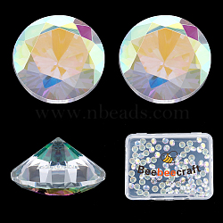 Beebeecraft 100Pcs Cubic Zirconia Pointed Back Cabochons, Faceted Diamond Shape, Crystal AB, 5x3mm(ZIRC-BBC0002-39)