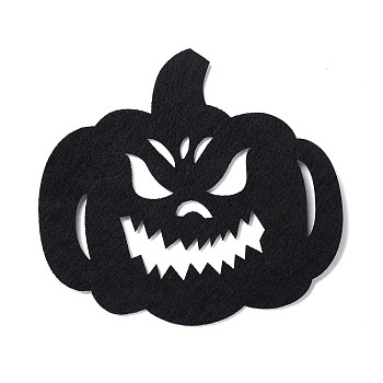 Wool Felt Pumpkin Jack-O'-Lantern Party Decorations, Halloween Themed Display Decorations, for Decorative Tree, Banner, Garland, Black, 180x195x2mm